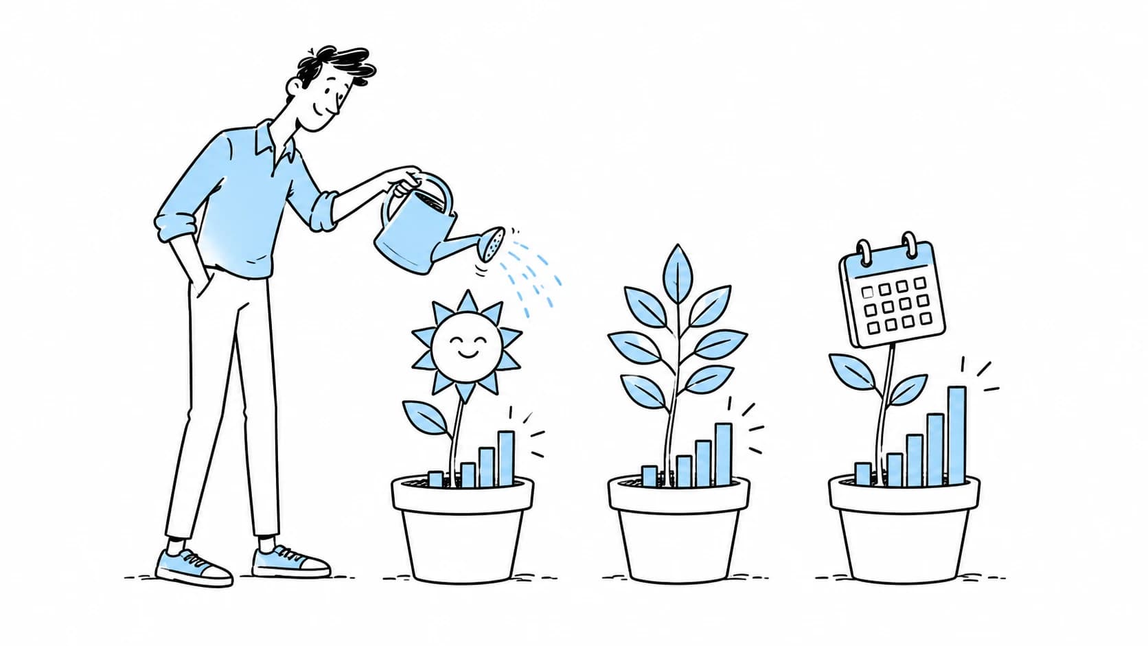 A finance lead waters daily, weekly, and monthly reporting plants